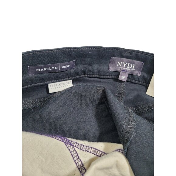 NYDJ Marilyn Crop Cuff Black Premium Denim Lift Tuck Jeans Size 2P-NEW (36) - Picture 11 of 12